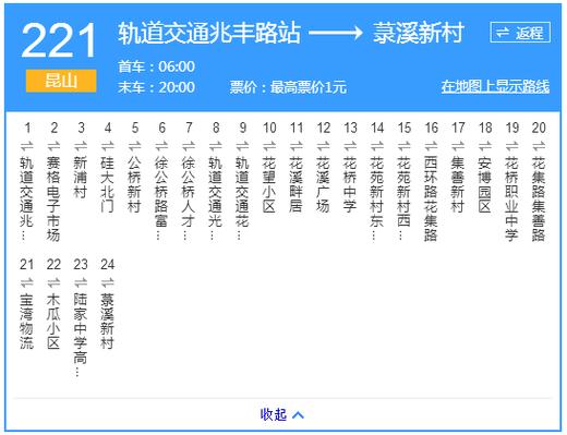 221路公交车路线全程时间