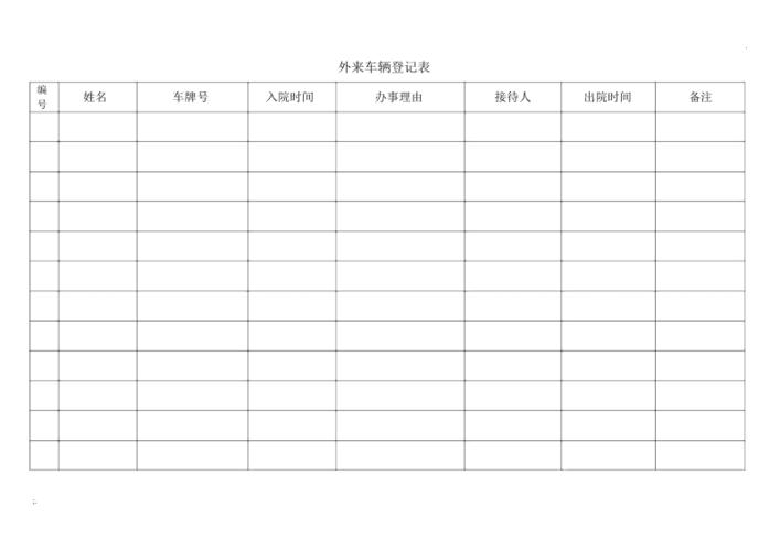 外来车辆登记表范本