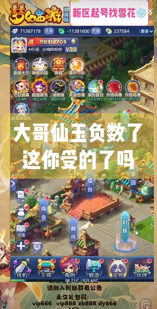 梦幻西游手游为什么仙玉负数