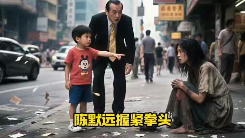 爸爸送儿子去乞讨