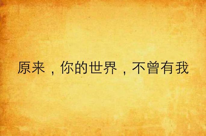 原来你的世界里没有我