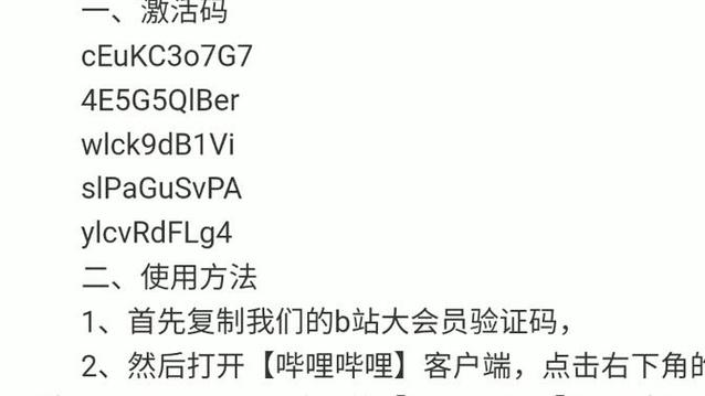 哔哩哔哩激活码开通
