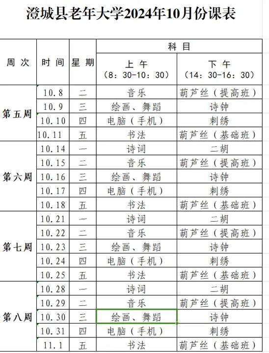 马钢老年大学课程设置