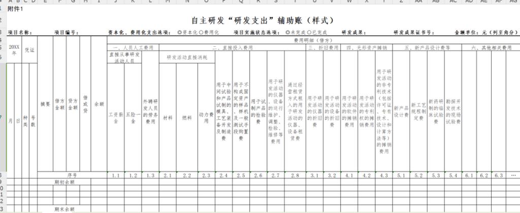 研发支出辅助账及汇总表截图2