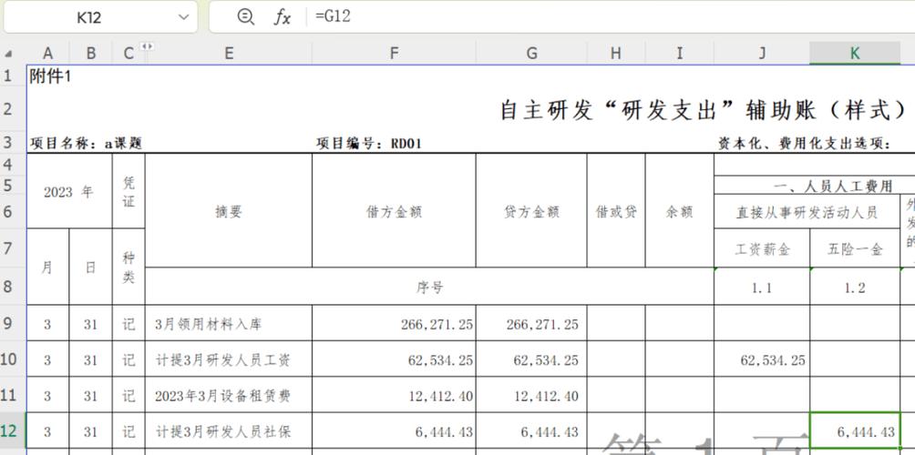 研发支出辅助账及汇总表截图3