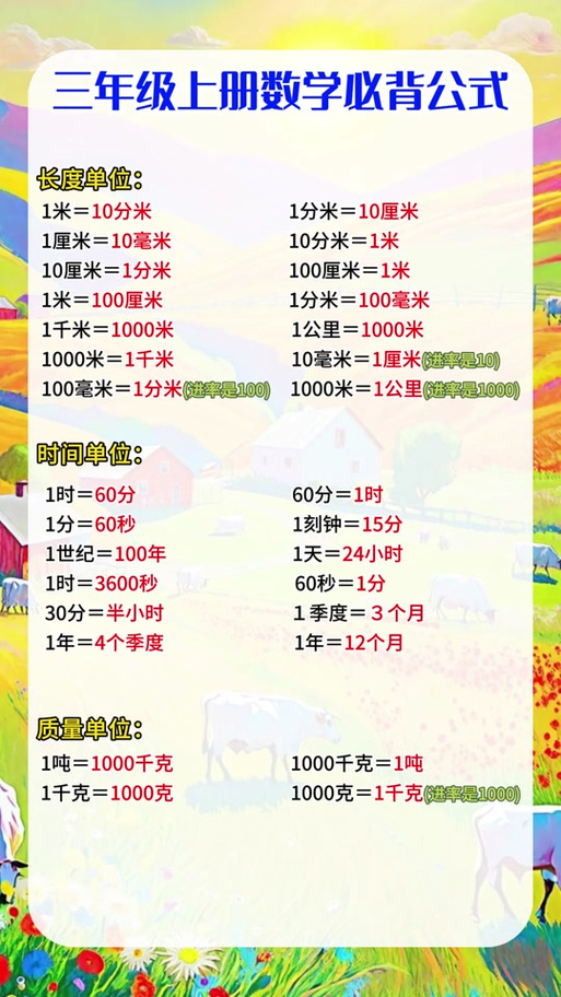 长度单位的换算口诀