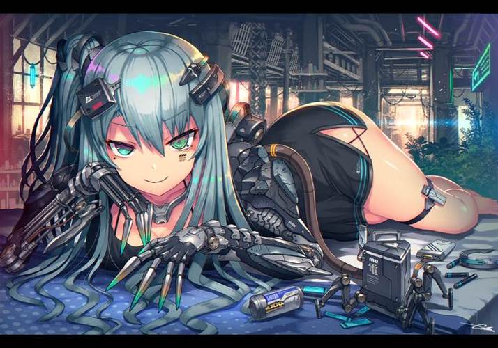 机械少女女机器人充电