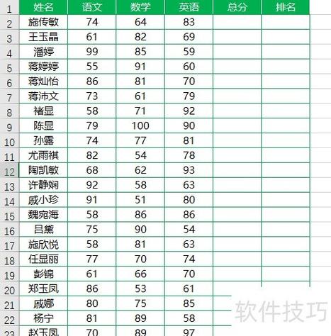 excel成绩总分怎么弄