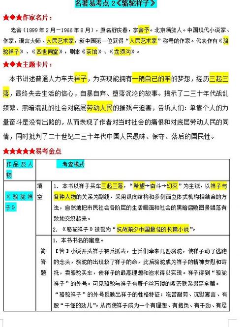 初中七年级必读名著阅读知识点