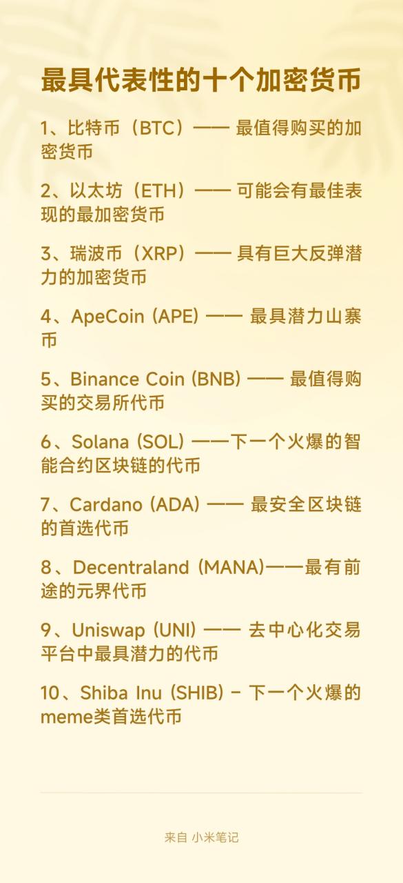 加密货币排行榜前十名