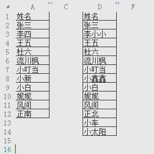 excel两列对比找不同