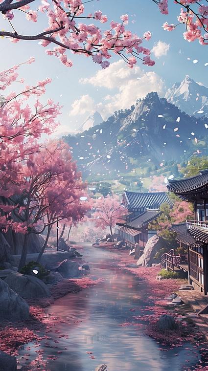 樱花背景漫画图片