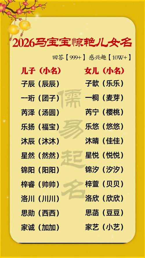 2026新生儿取名排行榜