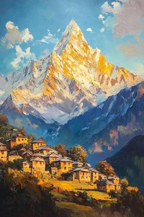 竖版油画风景图片