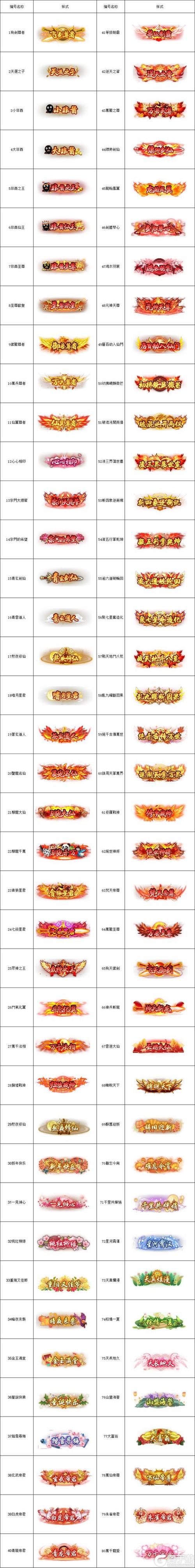 问道手游称号