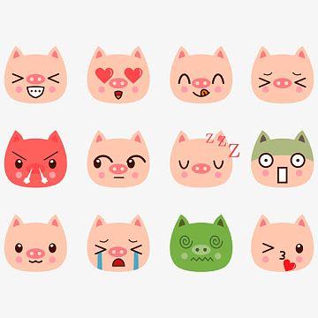小猪带耳朵的颜文字