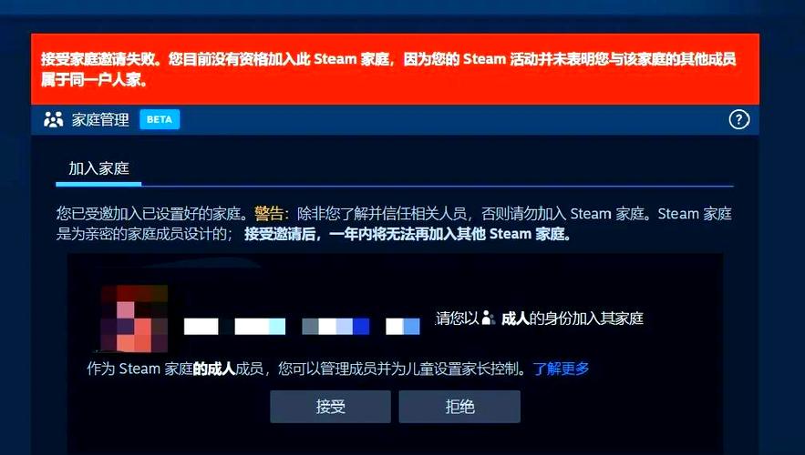 steam未表明您与该家庭