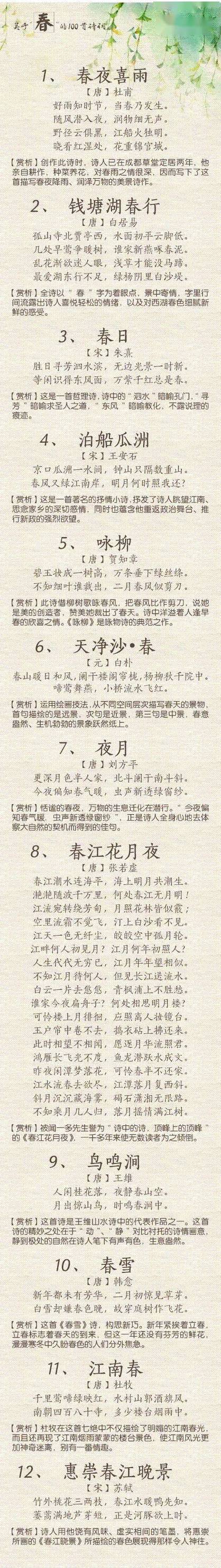 描写春天的古诗30首