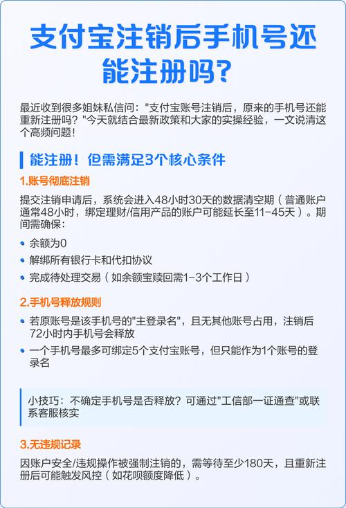 支付宝账号注销手机号还能注册