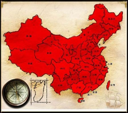 中国地图简笔画红色