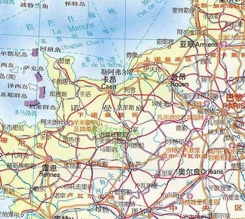 法国诺曼底地图中文版