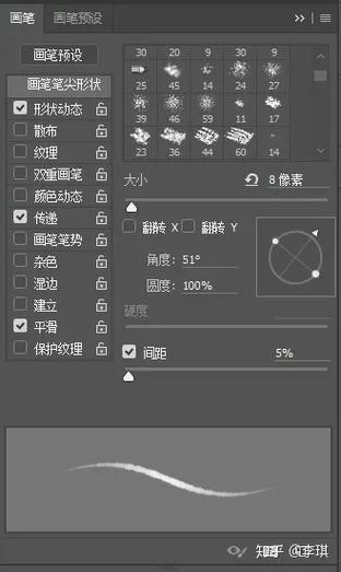 ps画笔如何设置两头变细