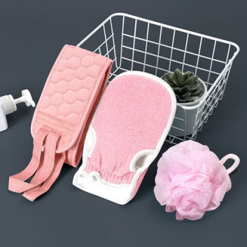 洗澡搓灰是粉色的