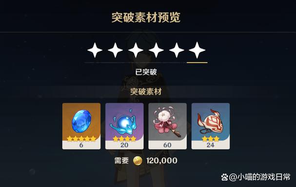 原神行秋技能突破材料