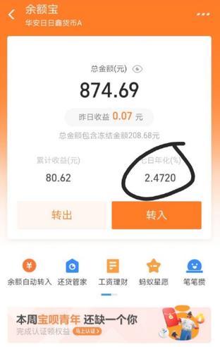 支付宝佘额宝一万元收益多少