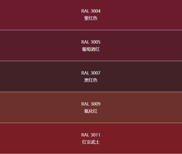 红色颜色分类及色卡