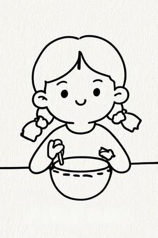自己吃饭简笔画