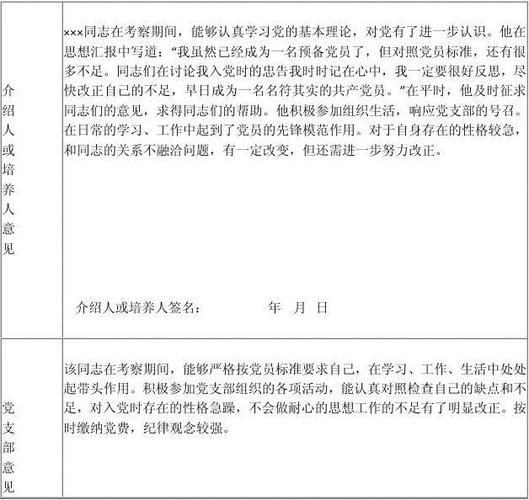 预备党员转正考察表范文截图2