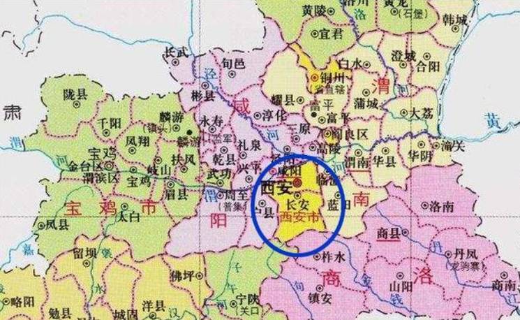 长安在中国地图上的位置