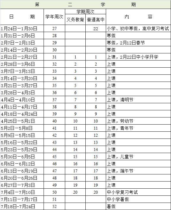 2020～2021中小学校历