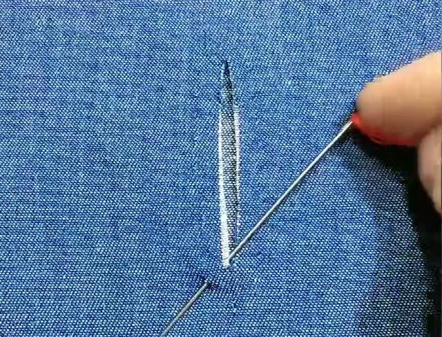 缝破洞衣服的隐形针法
