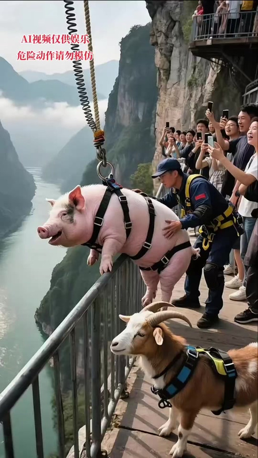网上很火的蹦极视频