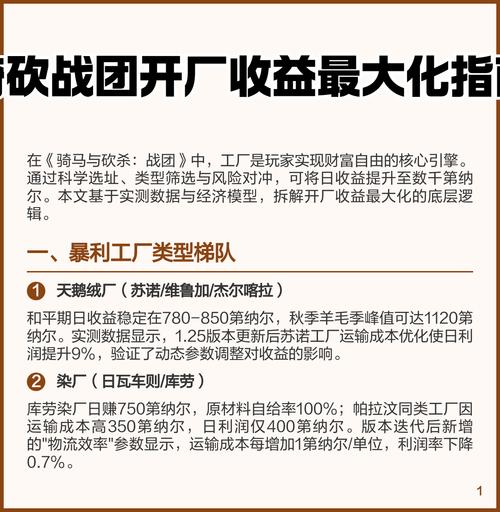骑马与砍杀战团哪里开厂最赚钱