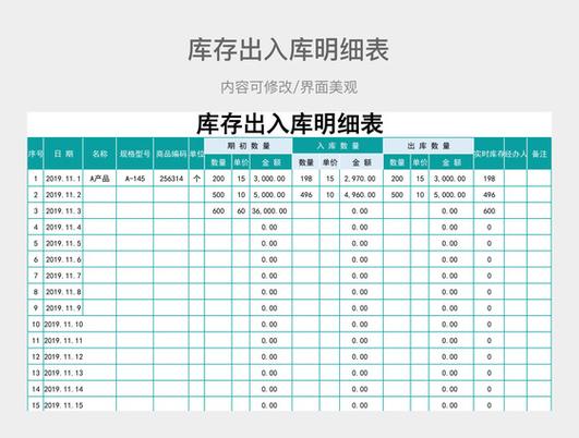 仓库出入库excel表格