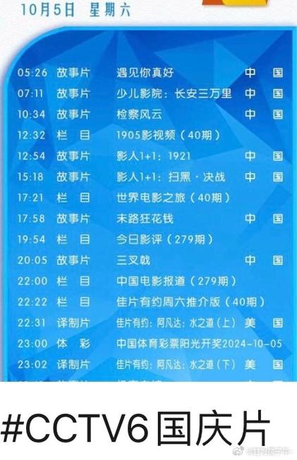 CCTV6节目表(全部)