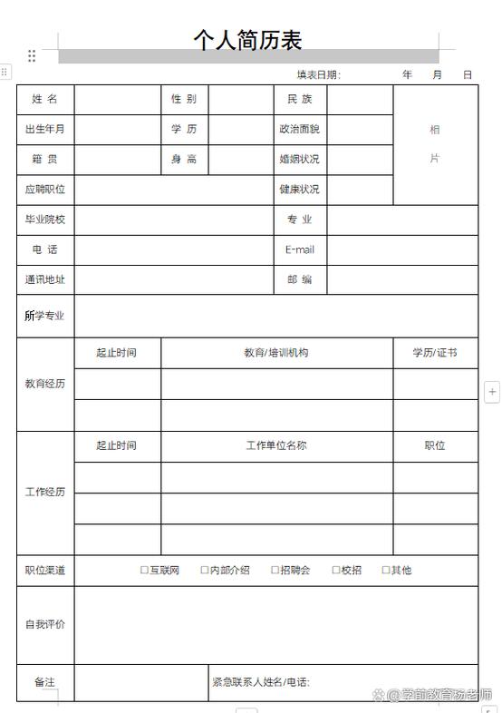 word版免费个人简历