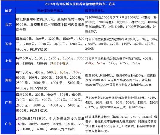 新农保2026缴费价格表
