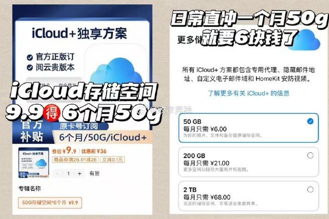 苹果升级存储空间,6元50G一个月
