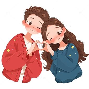 情侣约会卡通图案