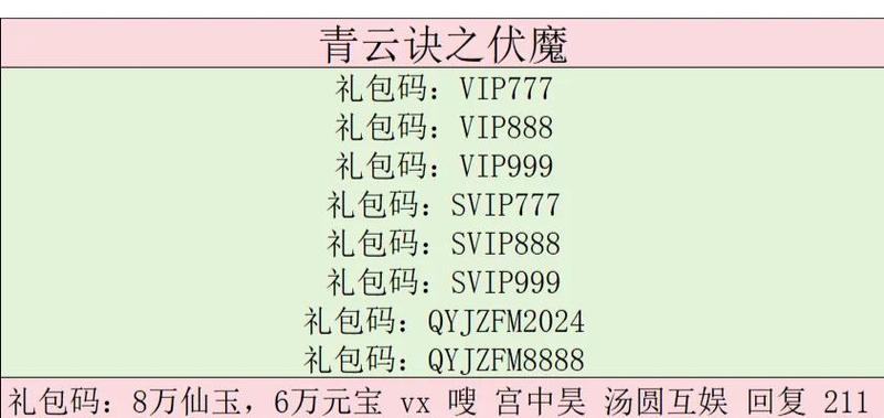 青云传礼包激活码