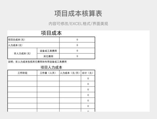 工程项目成本核算明细表截图3
