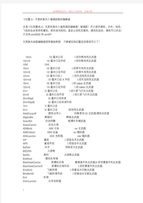 红色警戒2尤里的复仇代码大全