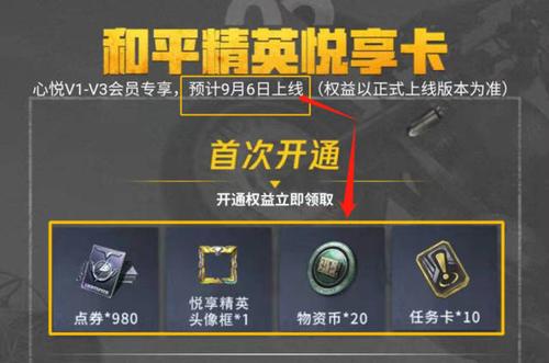 和平精英心悦悦享卡98元多久