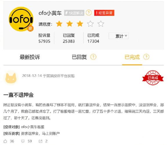 小黄车总部投诉电话