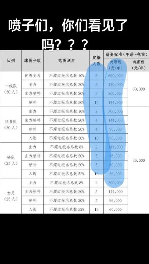 2025国足薪水一览表