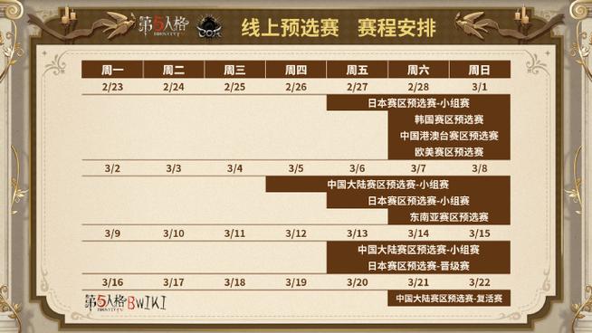第五人格赛事时间表